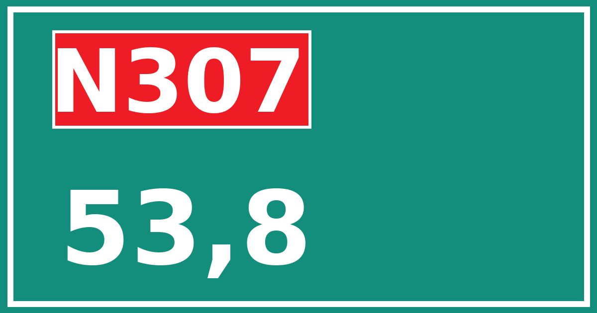 Hectometerbord N307 53,8