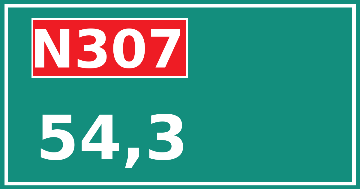 Hectometerbord N307 54,3