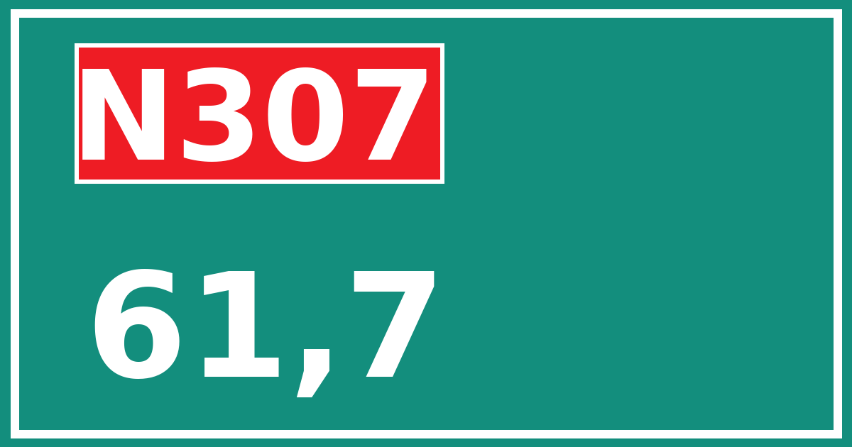 Hectometerbord N307 61,7