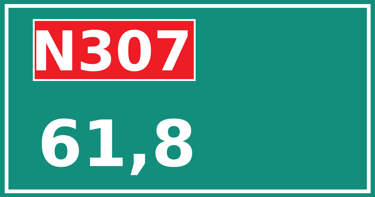 Hectometerbord N307 61,8