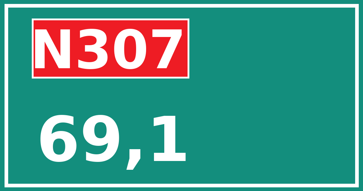 Hectometerbord N307 69,1