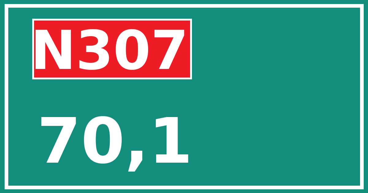 Hectometerbord N307 70,1