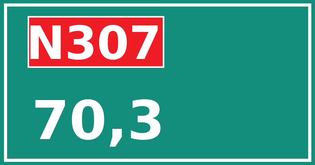 Hectometerbord N307 70,3