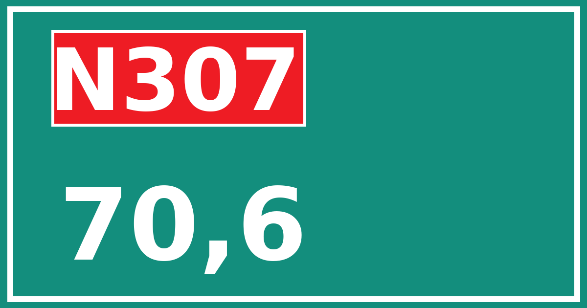 Hectometerbord N307 70,6