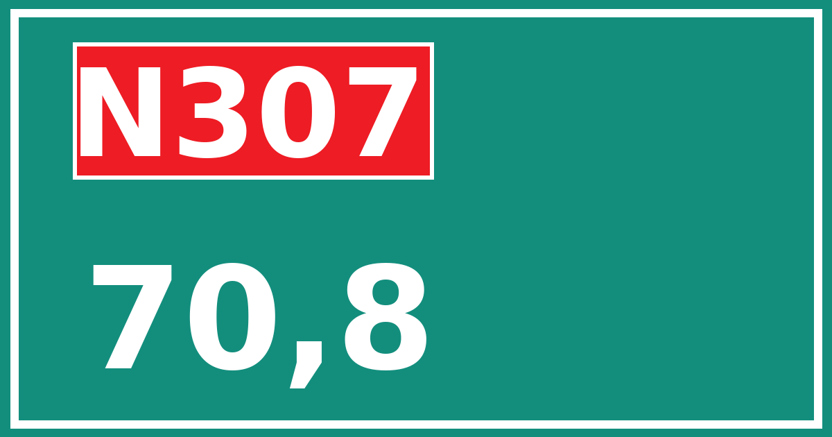 Hectometerbord N307 70,8