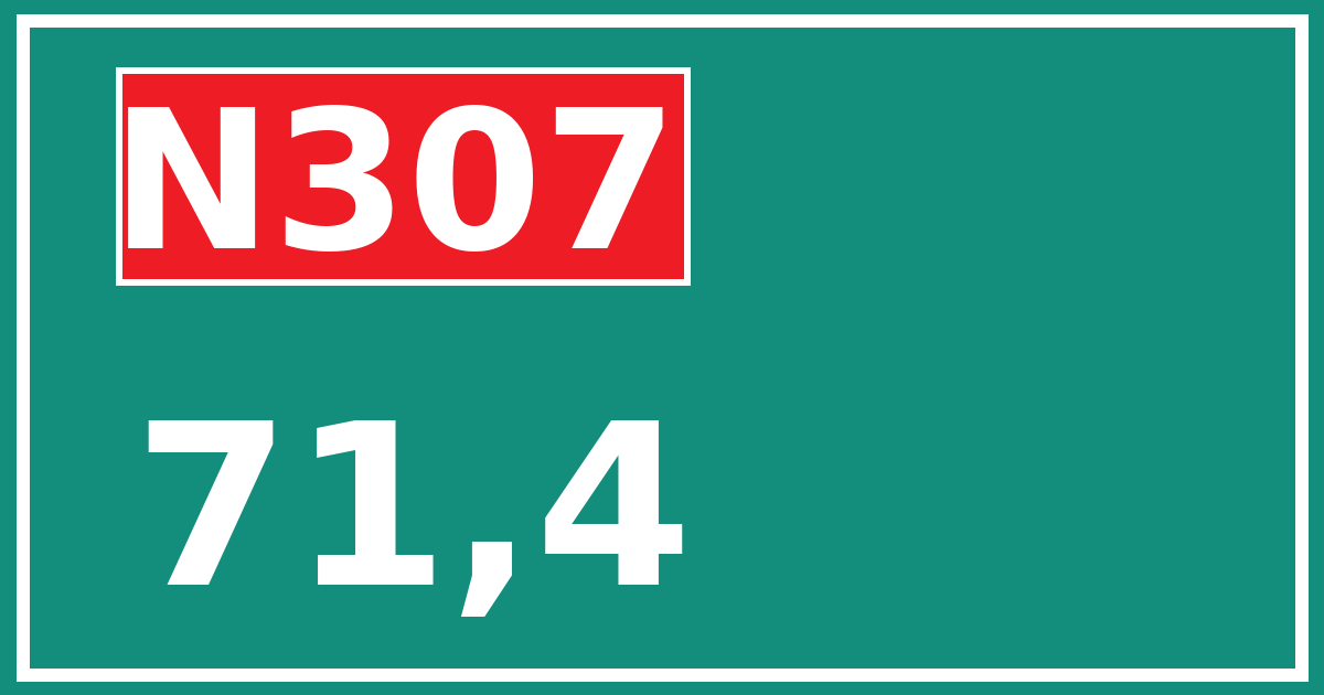 Hectometerbord N307 71,4