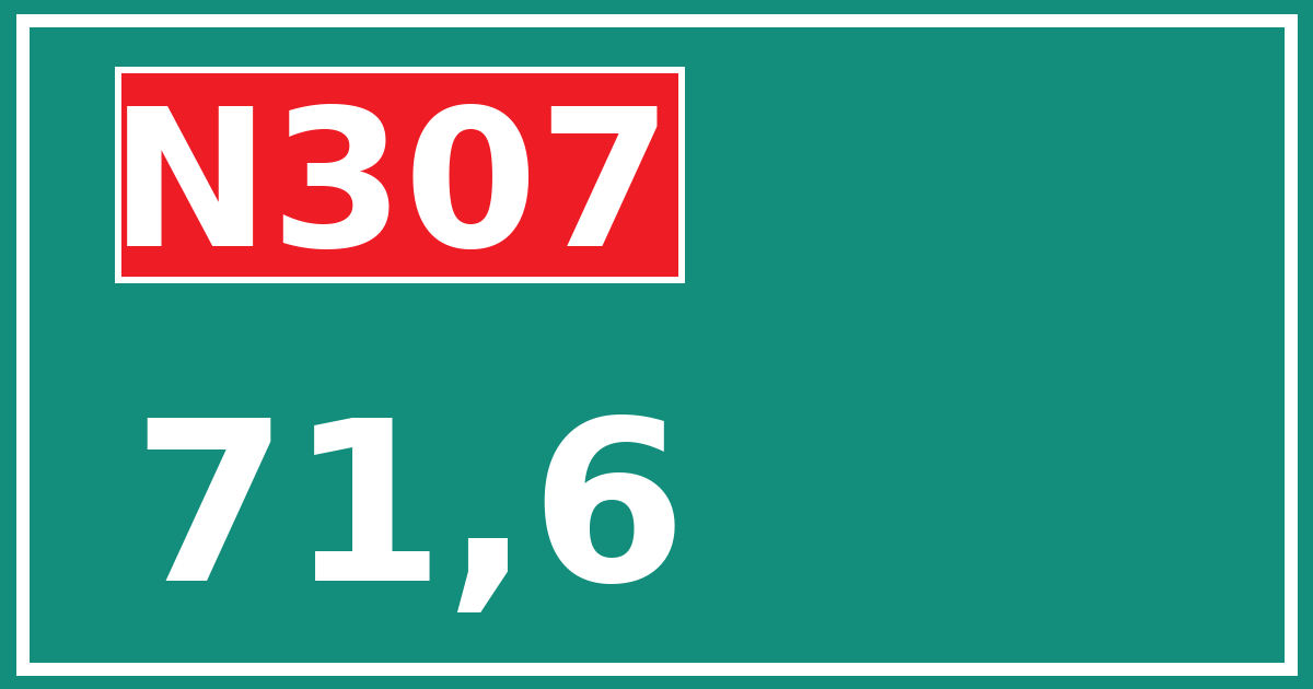 Hectometerbord N307 71,6