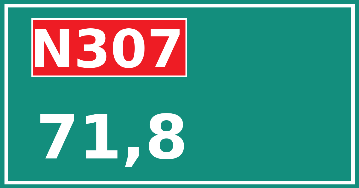 Hectometerbord N307 71,8