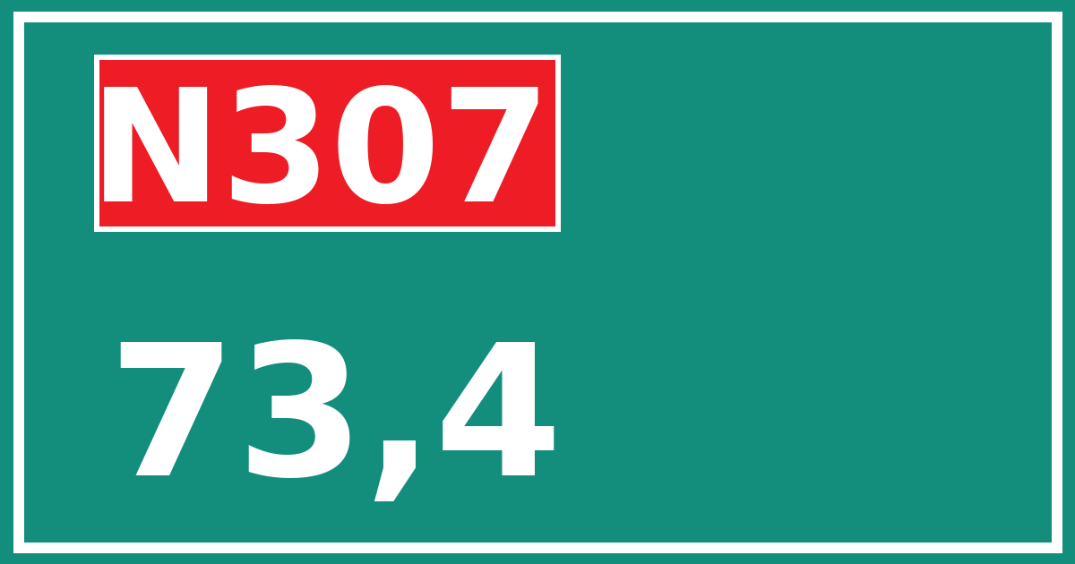 Hectometerbord N307 73,4