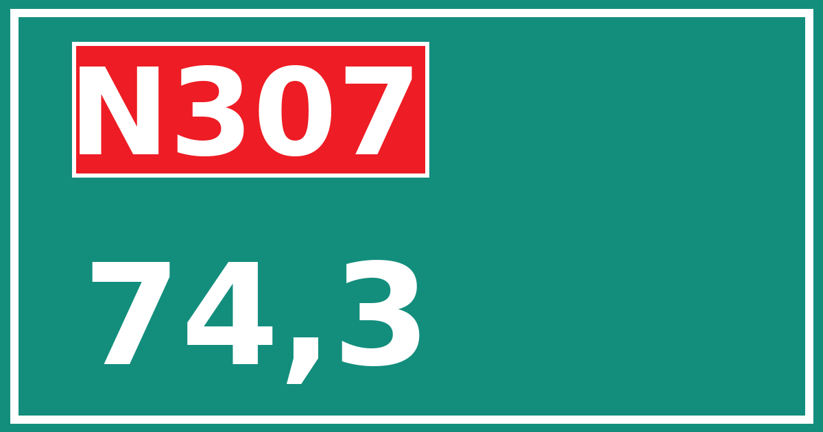 Hectometerbord N307 74,3