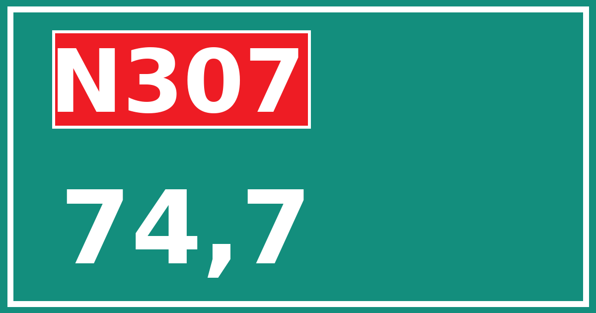 Hectometerbord N307 74,7