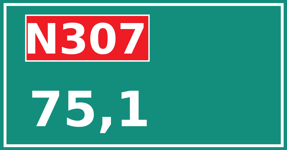 Hectometerbord N307 75,1