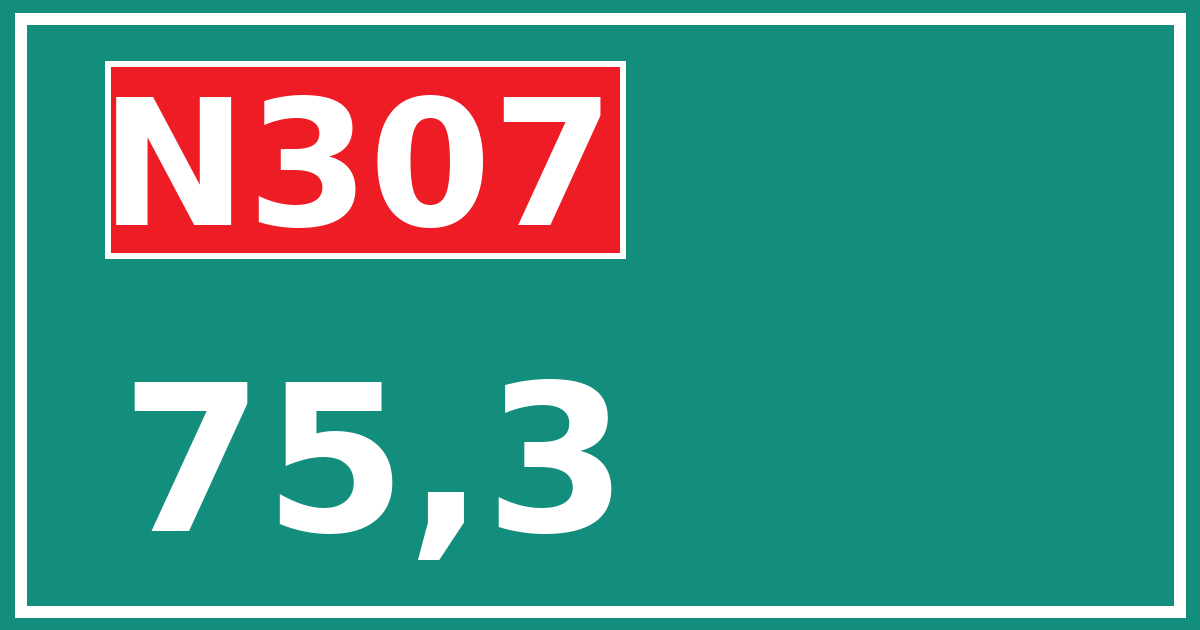 Hectometerbord N307 75,3