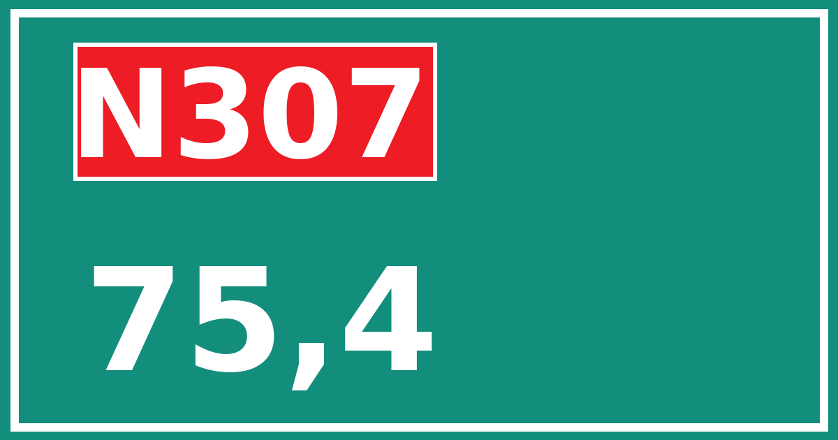 Hectometerbord N307 75,4