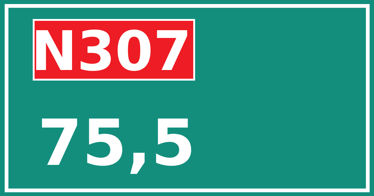 Hectometerbord N307 75,5