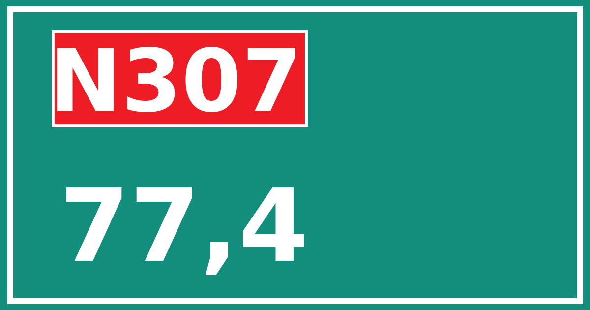 Hectometerbord N307 77,4