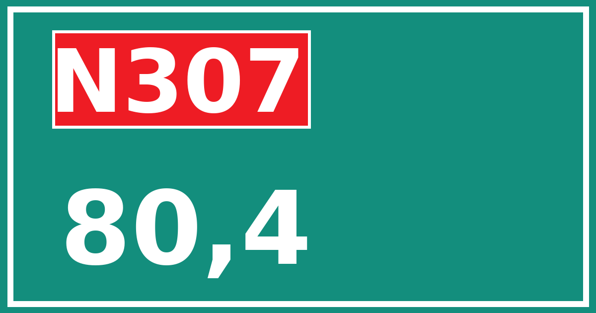 Hectometerbord N307 80,4