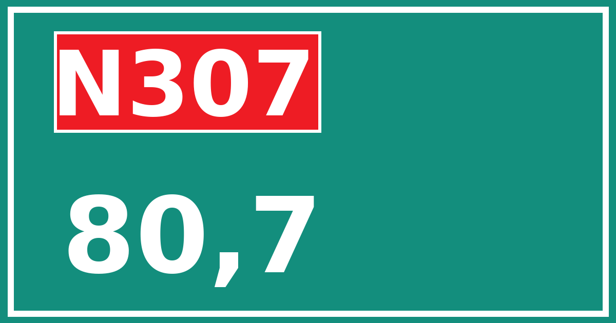 Hectometerbord N307 80,7