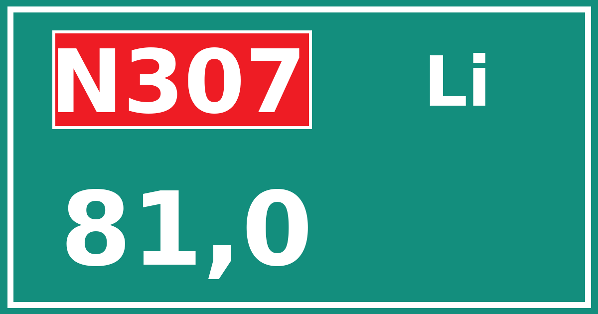 Hectometerbord N307 81,0 zijde Li