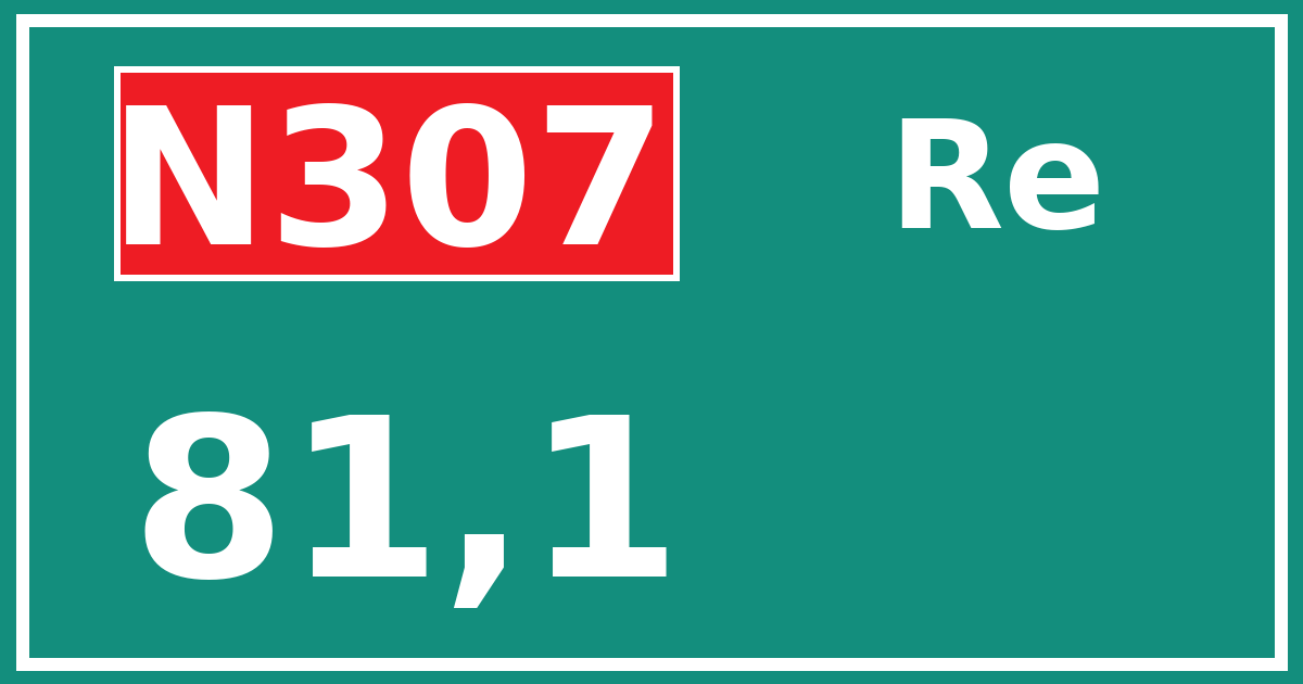 Hectometerbord N307 81,1 zijde Re