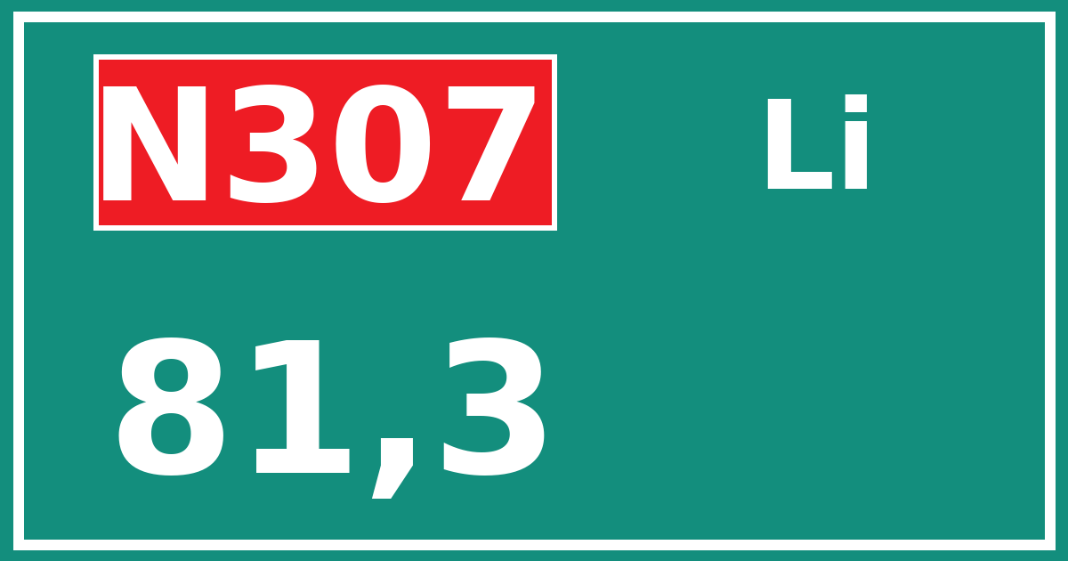 Hectometerbord N307 81,3 zijde Li