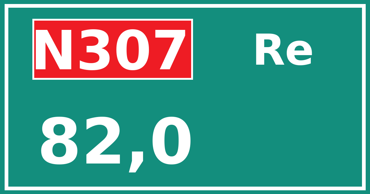 Hectometerbord N307 82,0 zijde Re