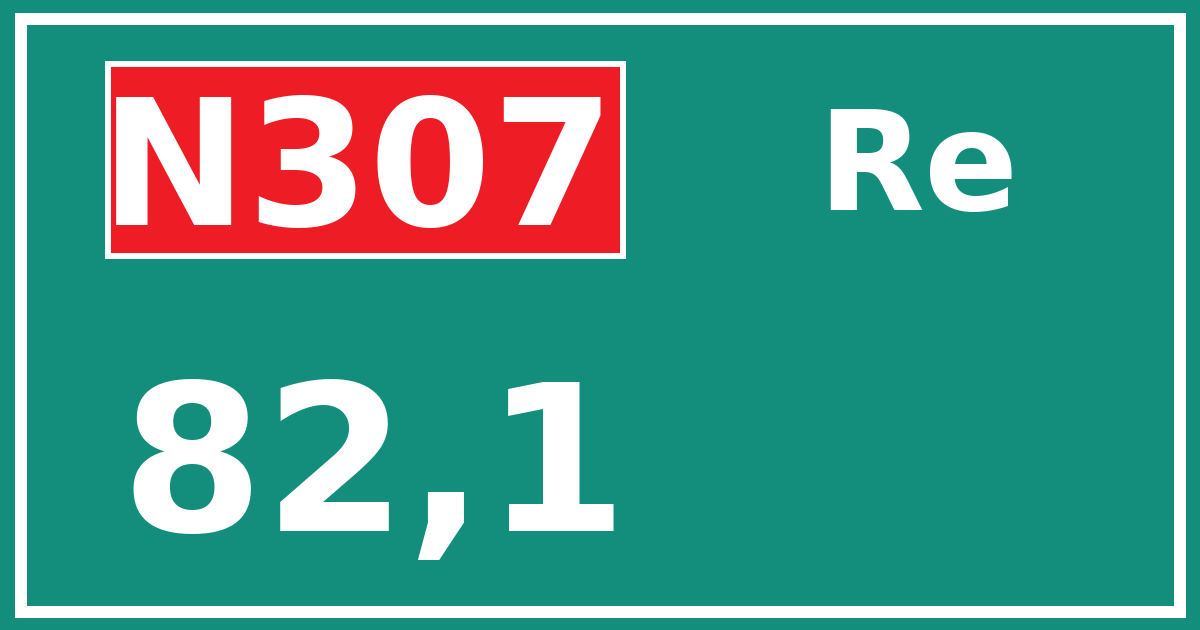 Hectometerbord N307 82,1 zijde Re