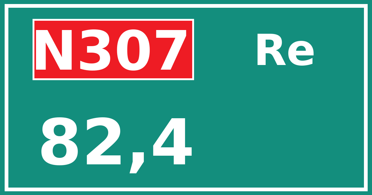 Hectometerbord N307 82,4 zijde Re