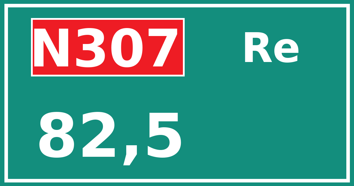 Hectometerbord N307 82,5 zijde Re