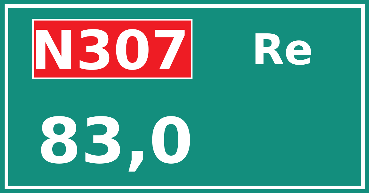 Hectometerbord N307 83,0 zijde Re