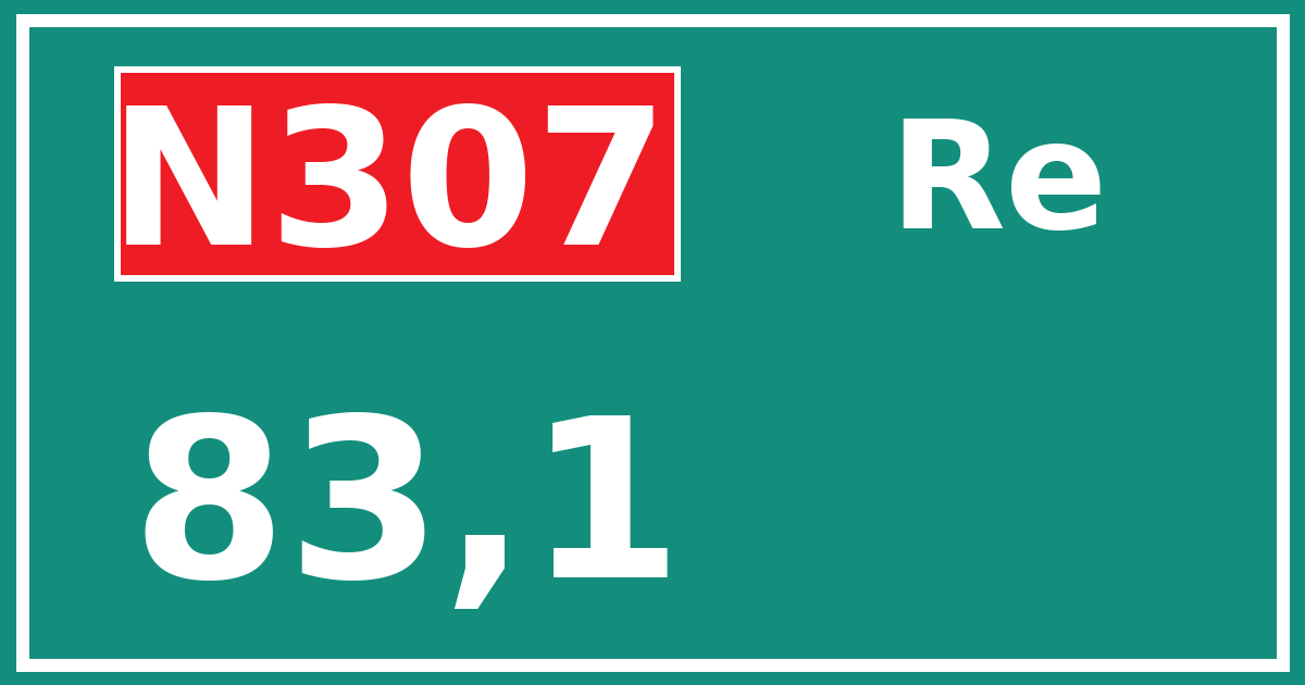Hectometerbord N307 83,1 zijde Re