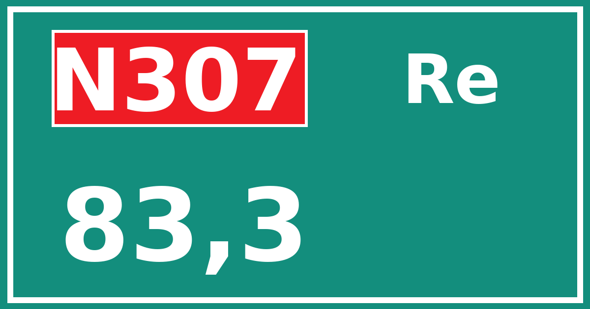 Hectometerbord N307 83,3 zijde Re