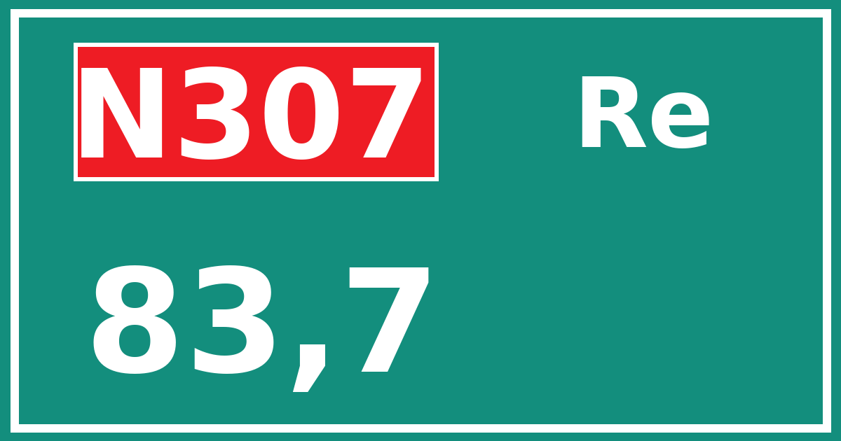 Hectometerbord N307 83,7 zijde Re