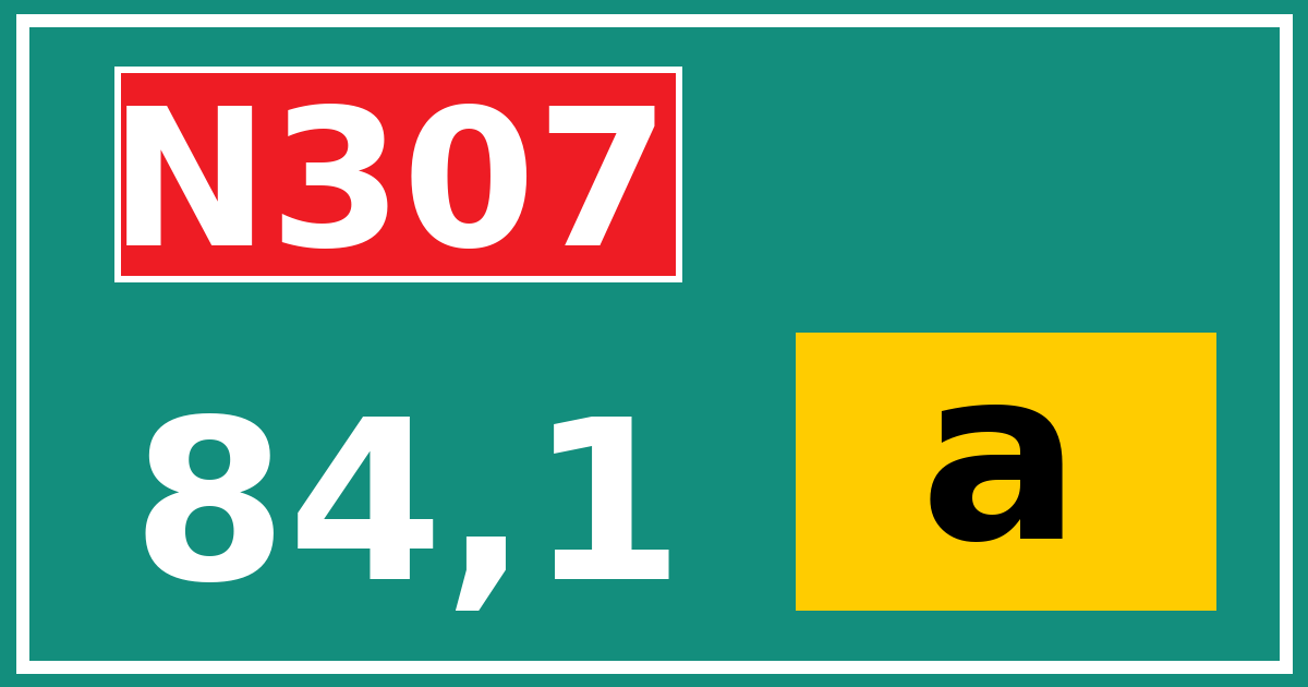 Hectometerbord N307 84,1 letter a