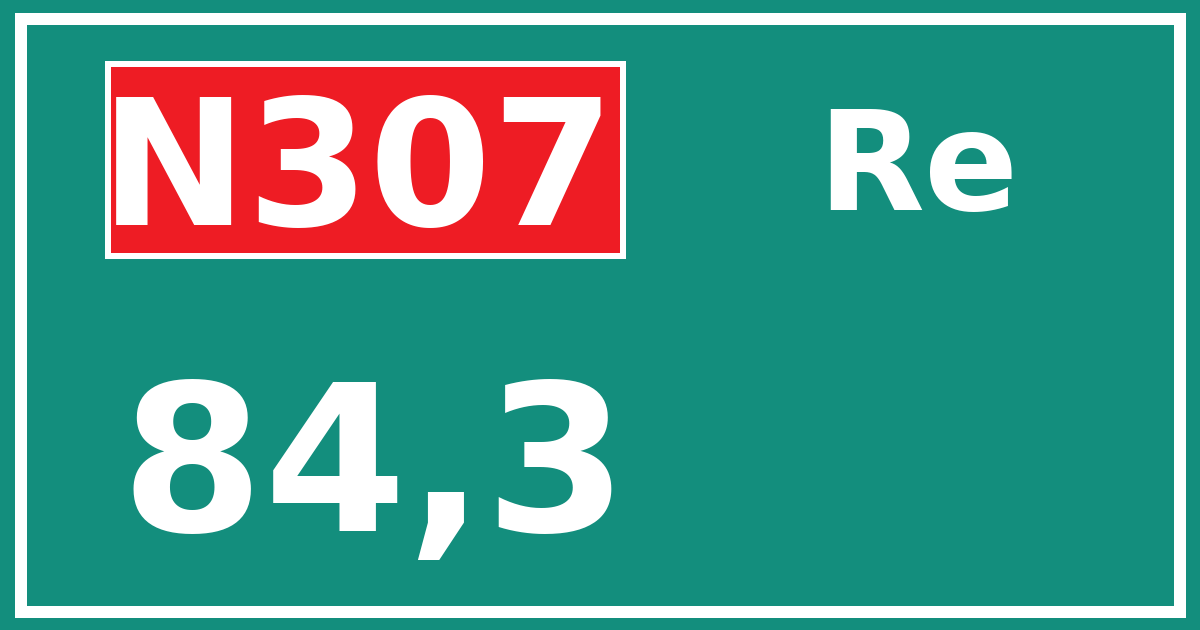 Hectometerbord N307 84,3 zijde Re