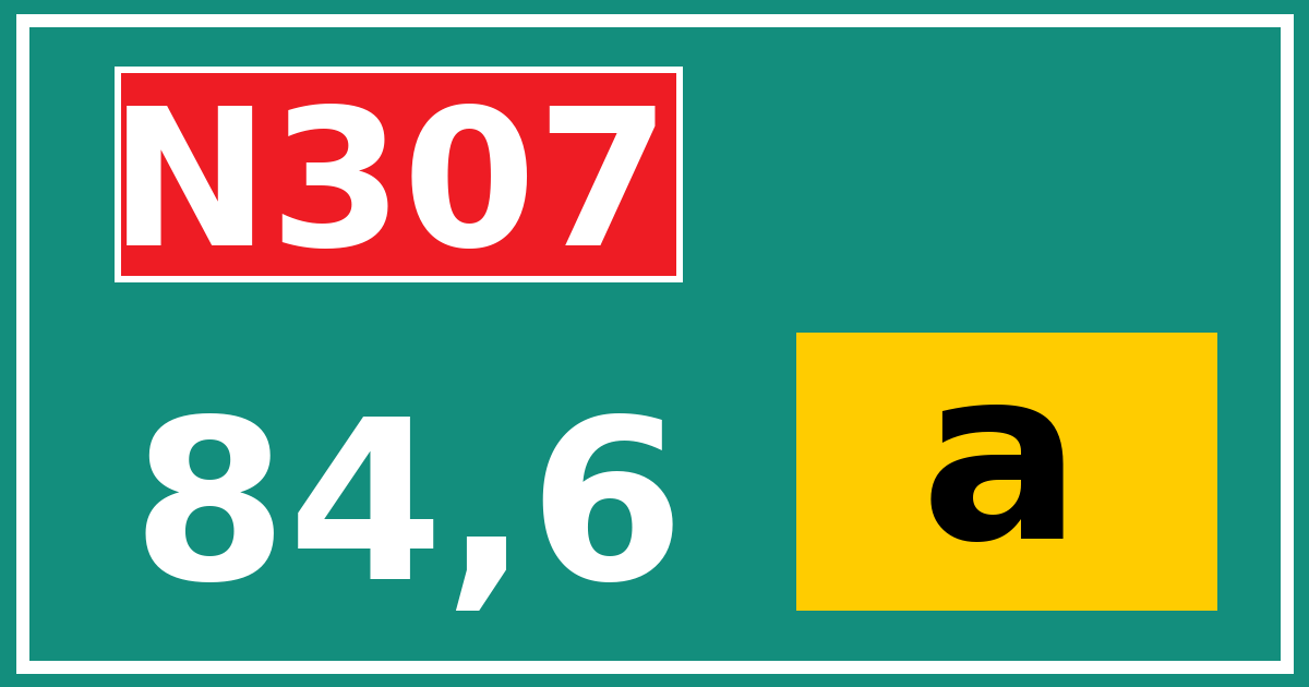 Hectometerbord N307 84,6 letter a