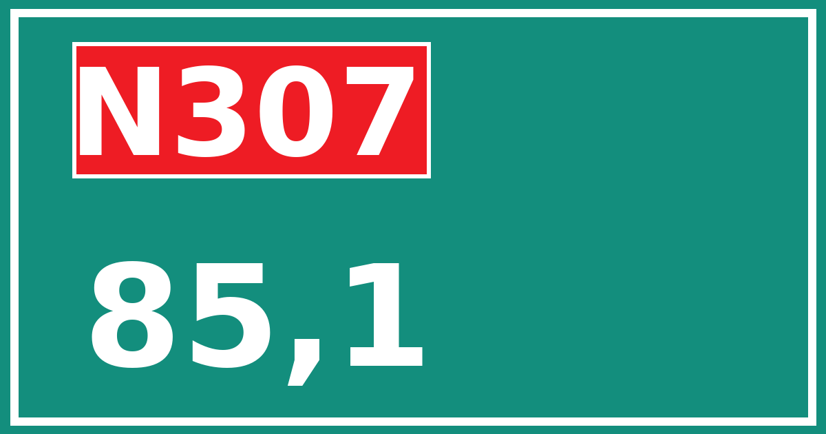 Hectometerbord N307 85,1