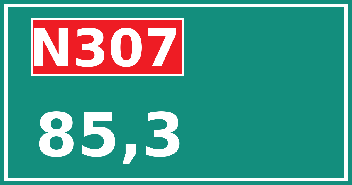 Hectometerbord N307 85,3