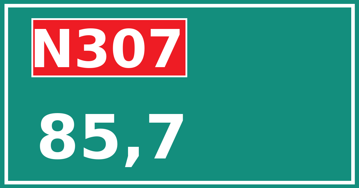 Hectometerbord N307 85,7