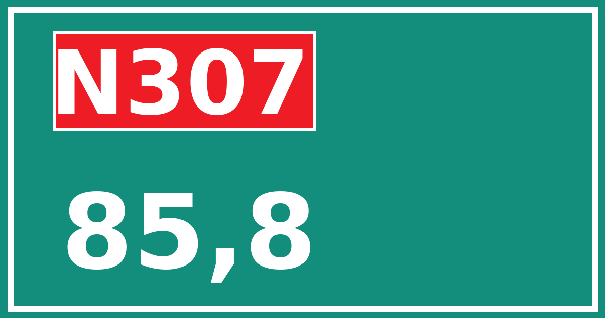 Hectometerbord N307 85,8