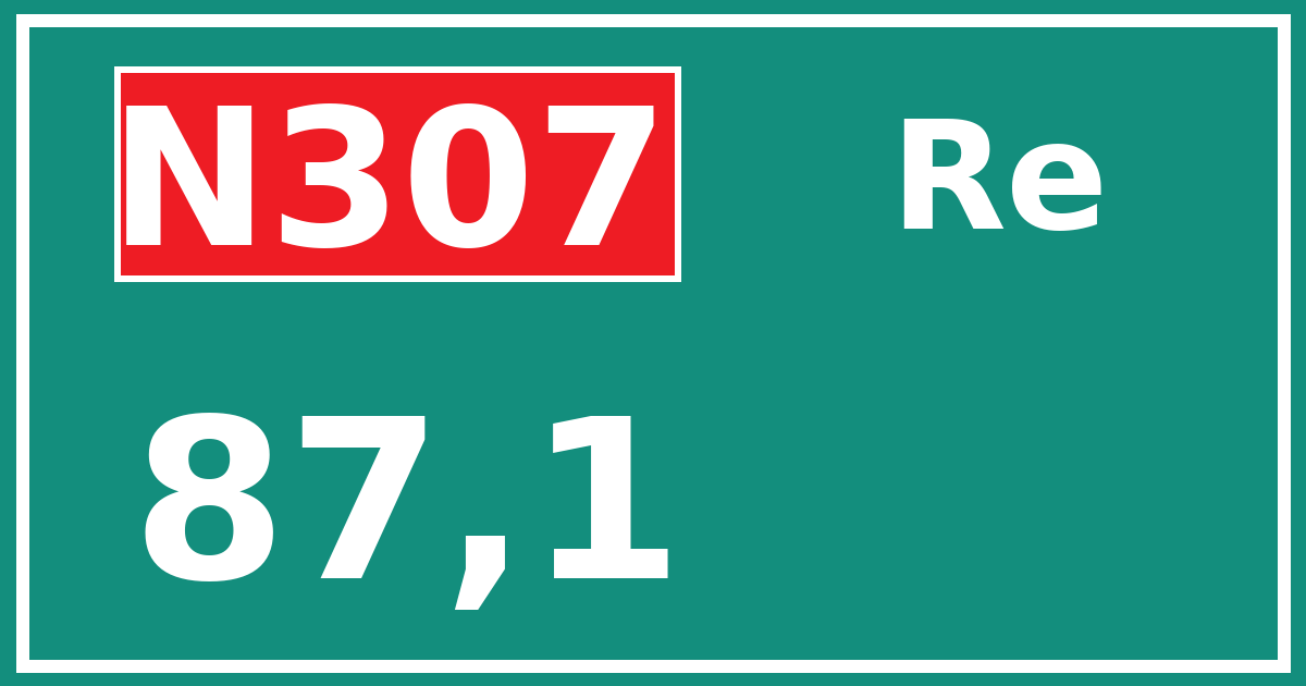 Hectometerbord N307 87,1 zijde Re