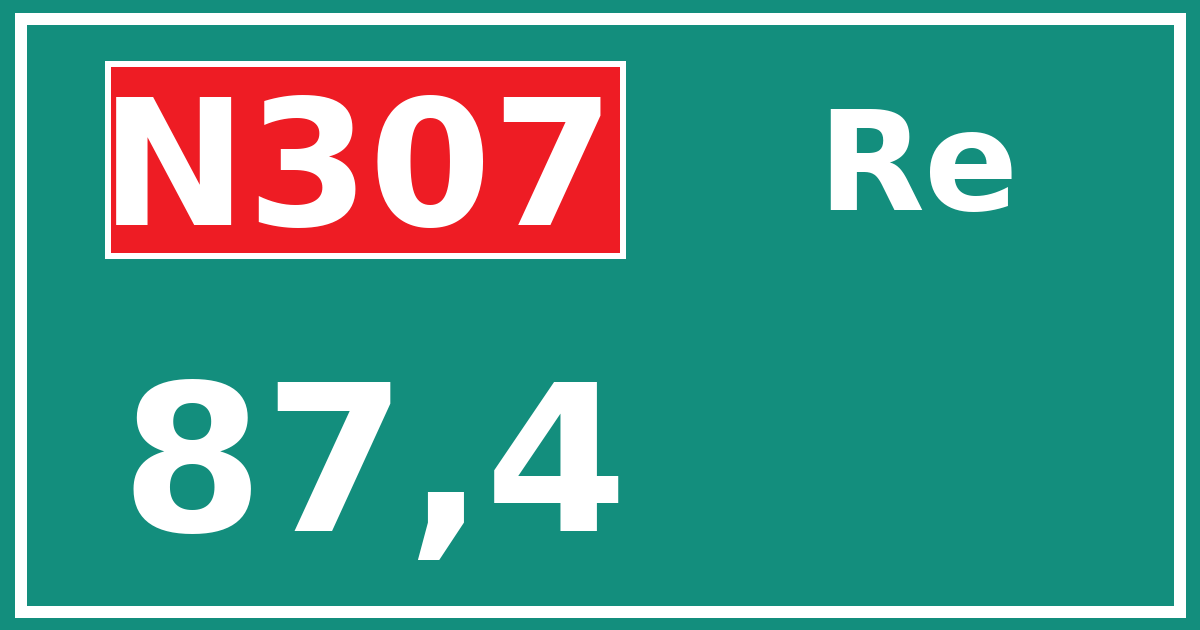 Hectometerbord N307 87,4 zijde Re