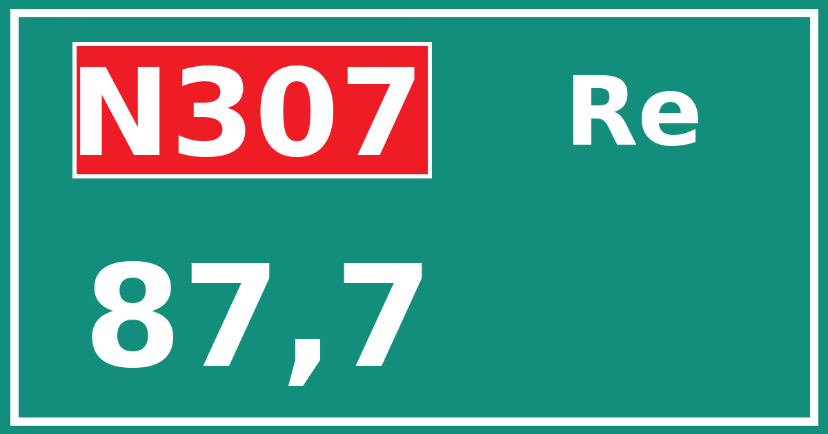 Hectometerbord N307 87,7 zijde Re