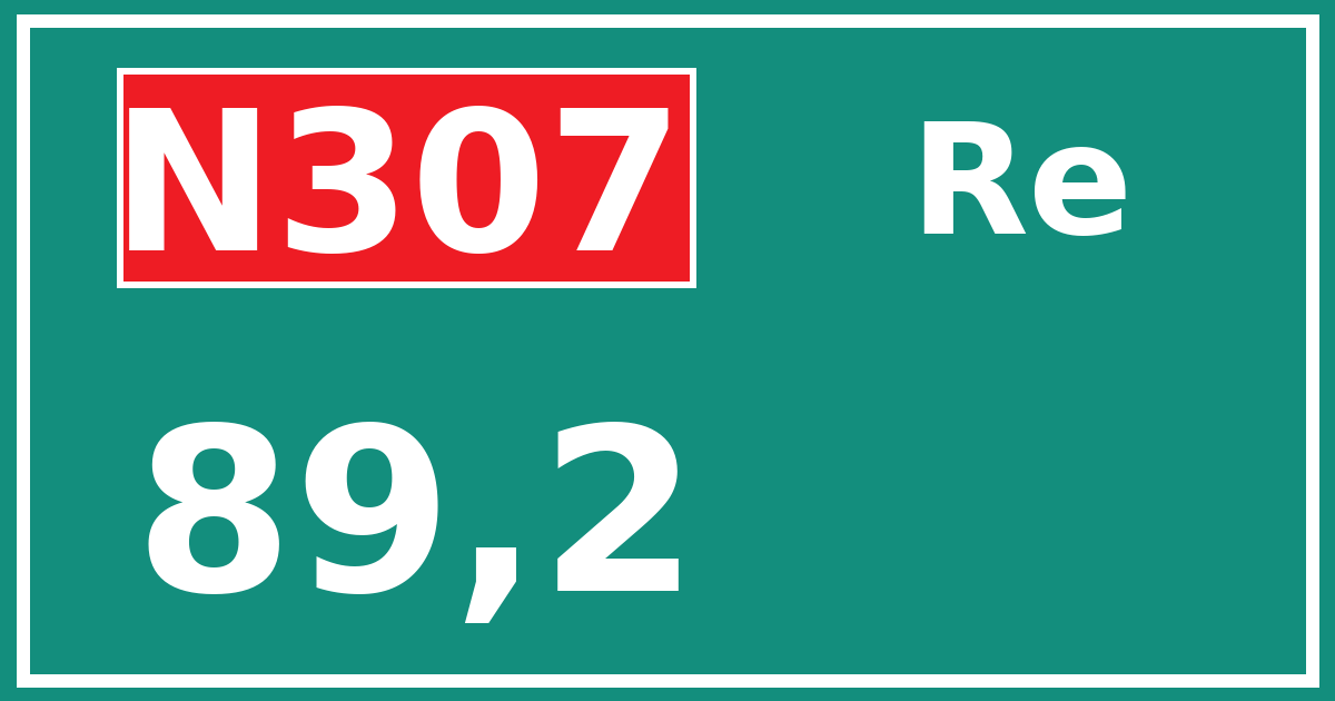 Hectometerbord N307 89,2 zijde Re