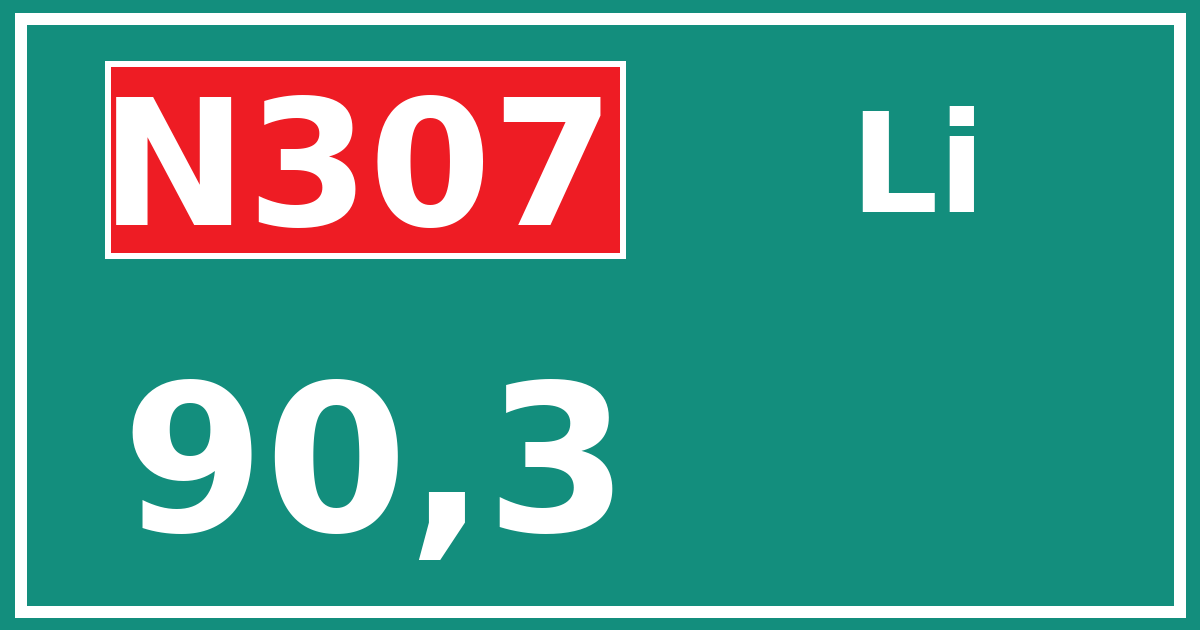 Hectometerbord N307 90,3 zijde Li