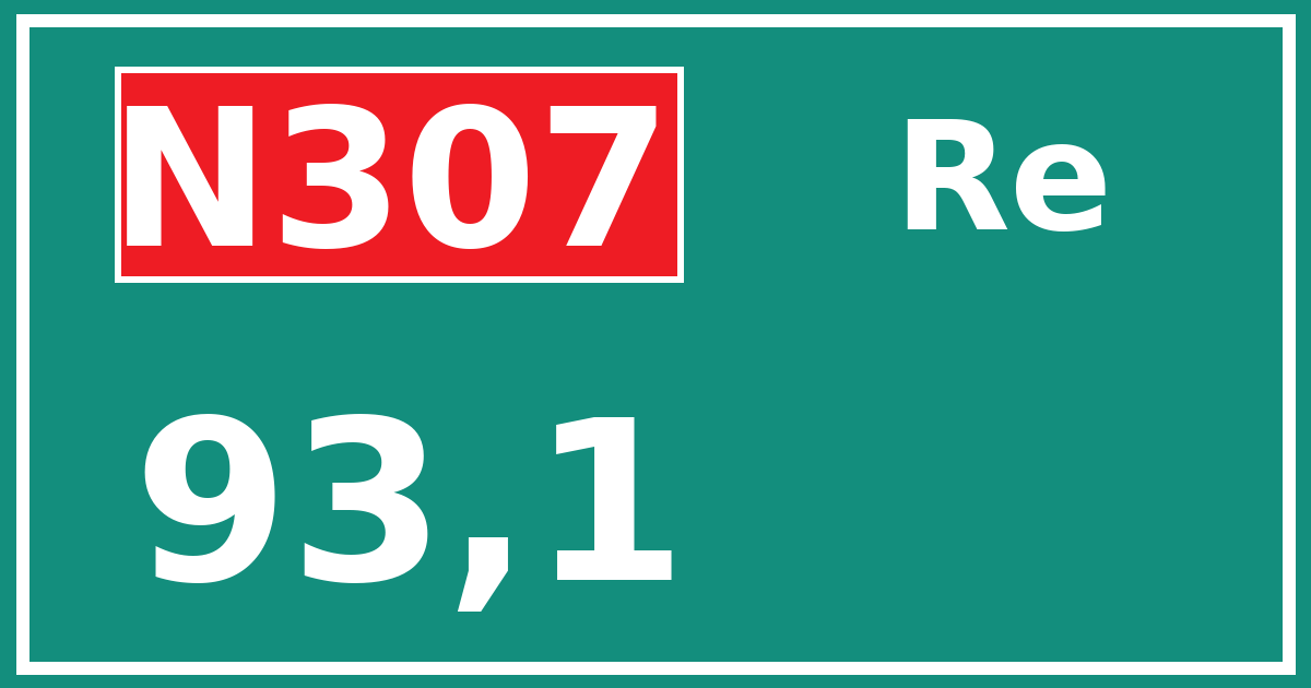 Hectometerbord N307 93,1 zijde Re