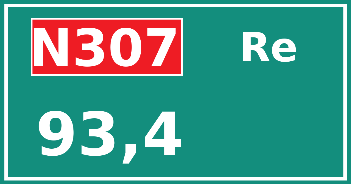 Hectometerbord N307 93,4 zijde Re