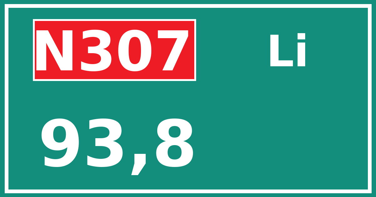 Hectometerbord N307 93,8 zijde Li
