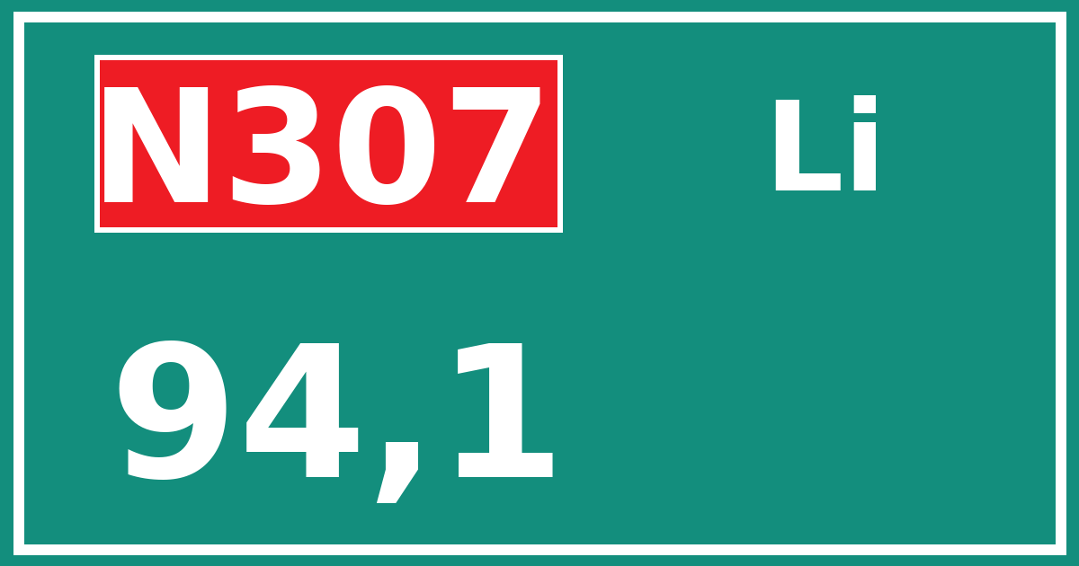 Hectometerbord N307 94,1 zijde Li