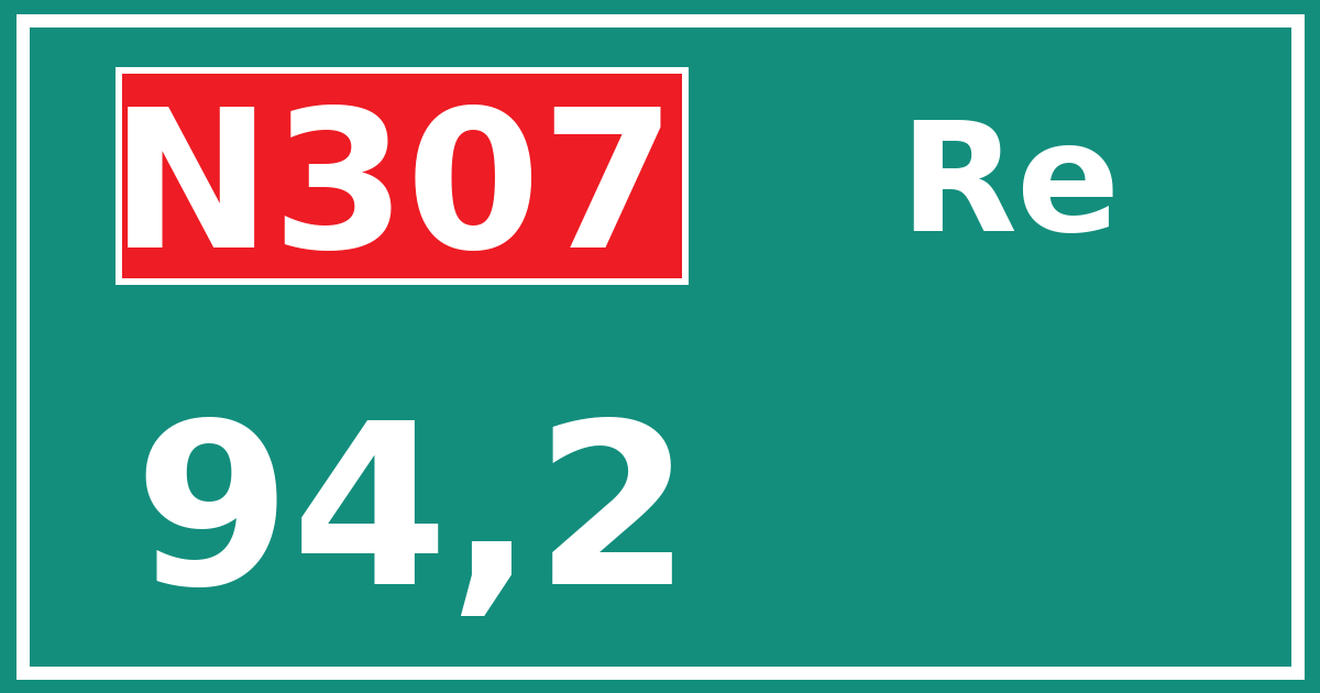 Hectometerbord N307 94,2 zijde Re